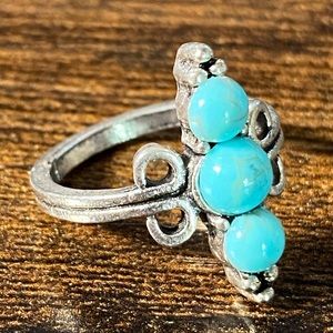 Boho Peas In A Pod Turquoise & Stainless Steel Women’s Ring Size 6-1/2
